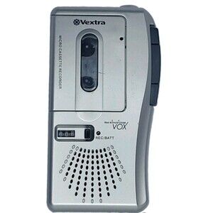 Vintage Vextra Micro Cassette Recorder VX631 Silver Voice Memo Dictation Tested